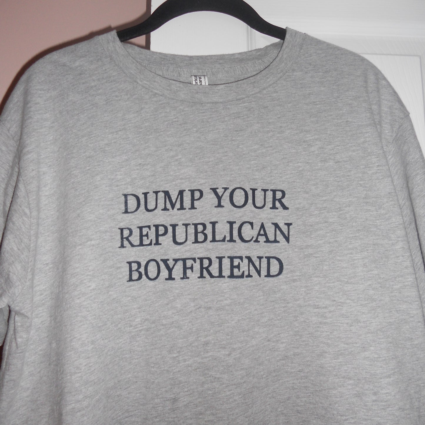 DUMP YOUR REPUBLICAN BOYFRIEND grey boxy tee