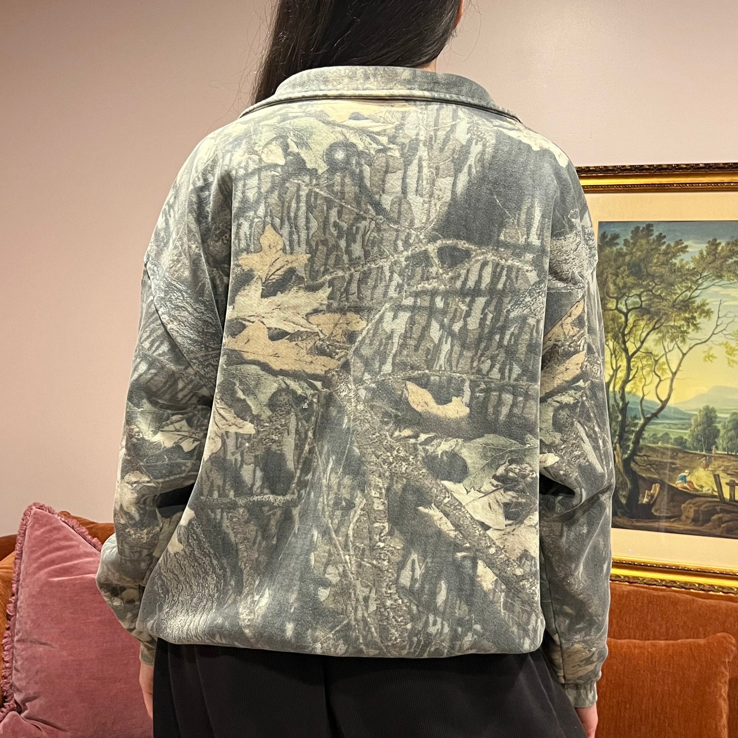 DUMP YOUR REPUBLICAN BOYFRIEND camo zip-up with pink text (2XL)