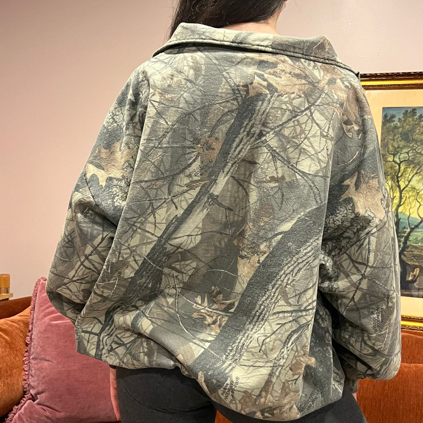 DUMP YOUR REPUBLICAN BOYFRIEND camo zip-up with orange text (3XL)