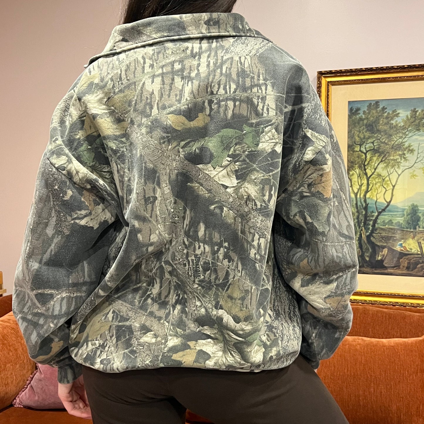 DUMP YOUR REPUBLICAN BOYFRIEND camo zip-up with pink text (XL)