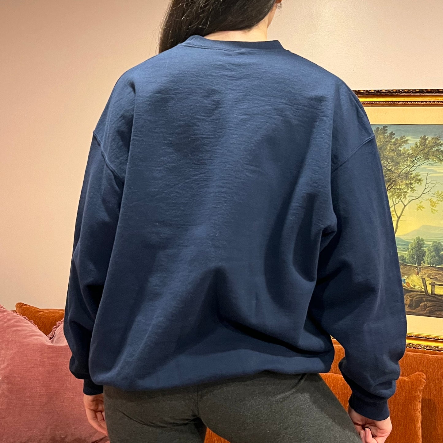 DUMP YOUR REPUBLICAN GIRLFRIEND wolf crewneck with blue text (XL)