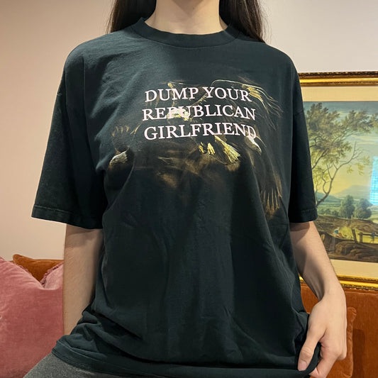 DUMP YOUR REPUBLICAN GIRLFRIEND eagle t-shirt with pink text (XL)