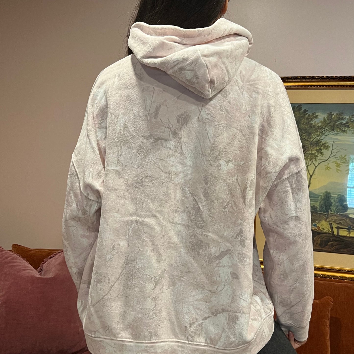 DUMP YOUR REPUBLICAN GIRLFRIEND pink camo hoodie with pink text (XL)