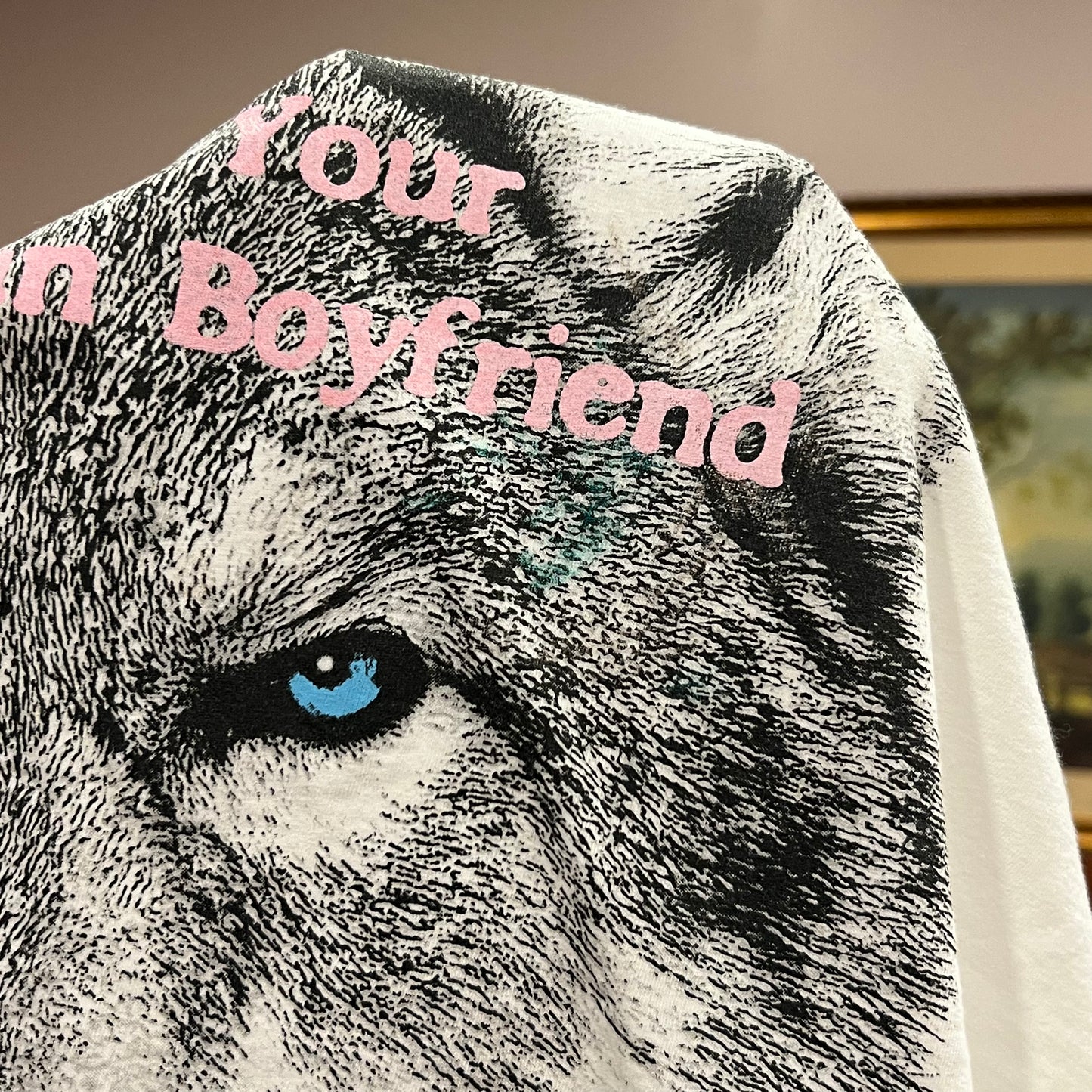 DUMP YOUR REPUBLICAN BOYFRIEND wolf t-shirt with pink text (XL)
