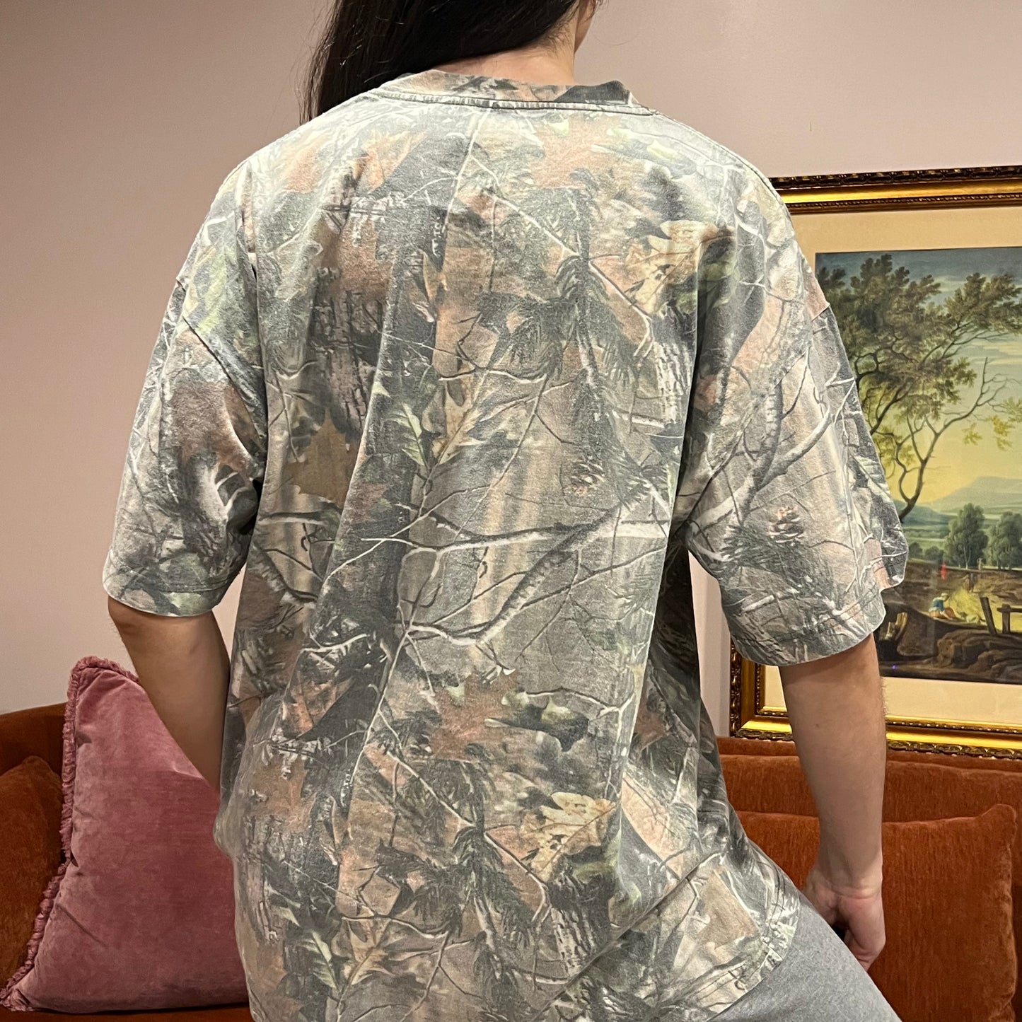 DIVORCE YOUR REPUBLICAN HUSBAND camo t-shirt with pink text (2XL)