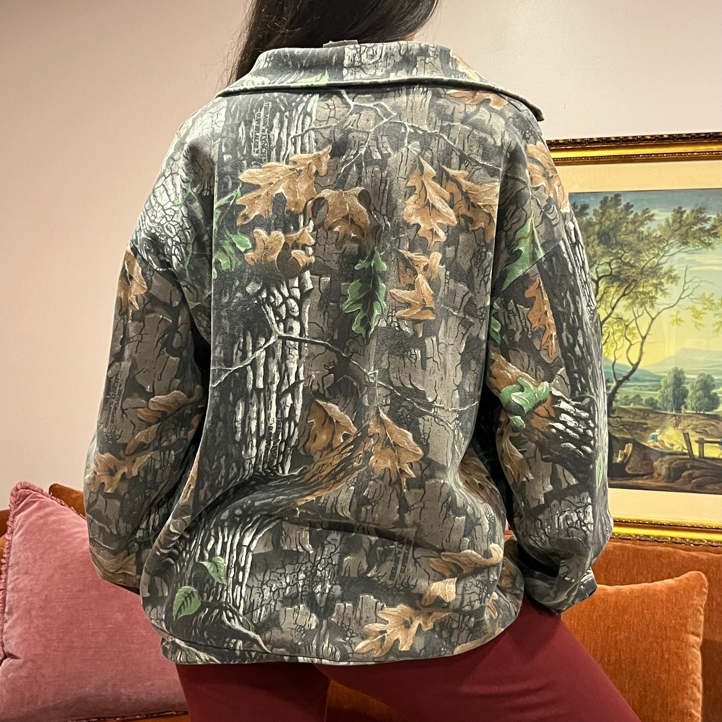 DUMP YOUR REPUBLICAN BOYFRIEND camo zip-up with pink text (XL)