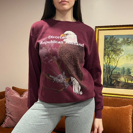 DIVORCE YOUR REPUBLICAN HUSBAND animal crewneck with pink text (M)