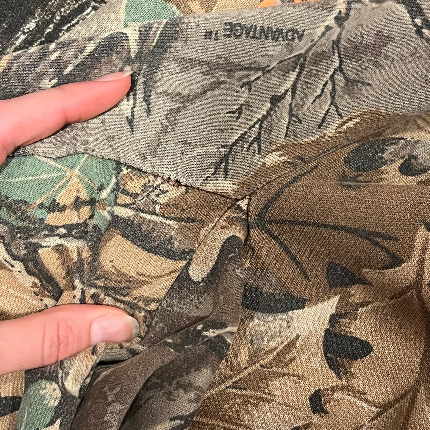 DUMP YOUR REPUBLICAN BOYFRIEND camo crewneck with orange text (XL)