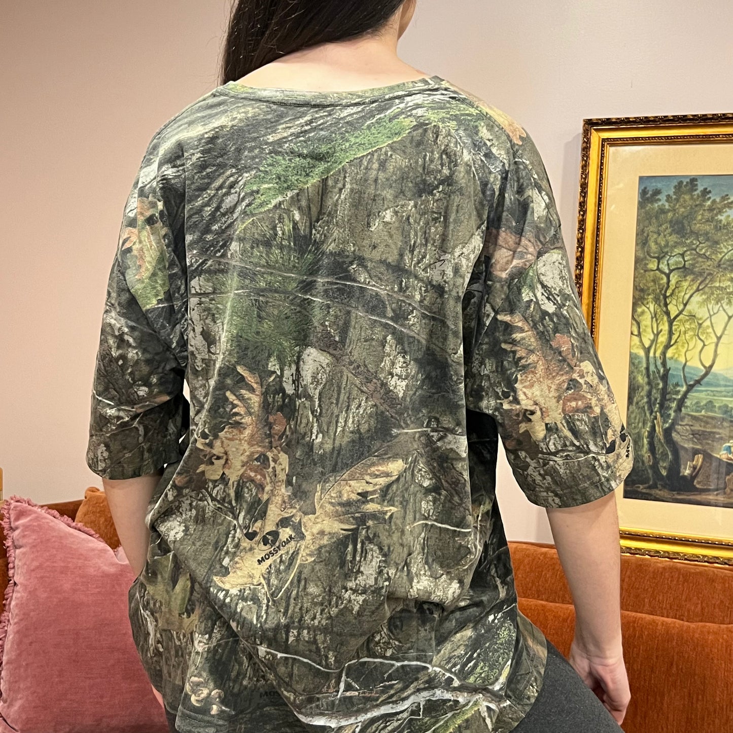 DUMP YOUR REPUBLICAN BOYFRIEND camo t-shirt with pink text (2XL)