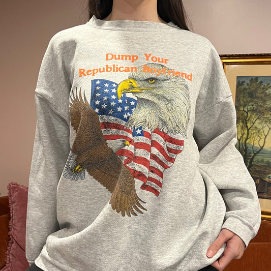 DUMP YOUR REPUBLICAN BOYFRIEND animal crewneck with orange text (2XL)