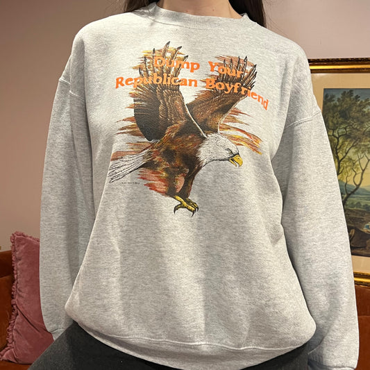 DUMP YOUR REPUBLICAN BOYFRIEND animal crewneck with orange text (XL)