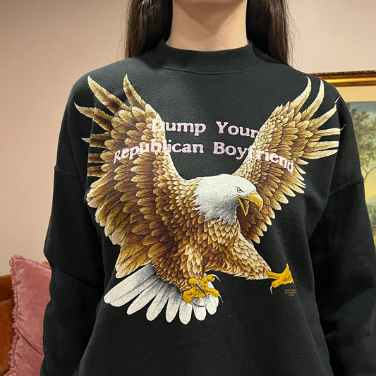 DUMP YOUR REPUBLICAN BOYFRIEND animal crewneck with pink text (XL)