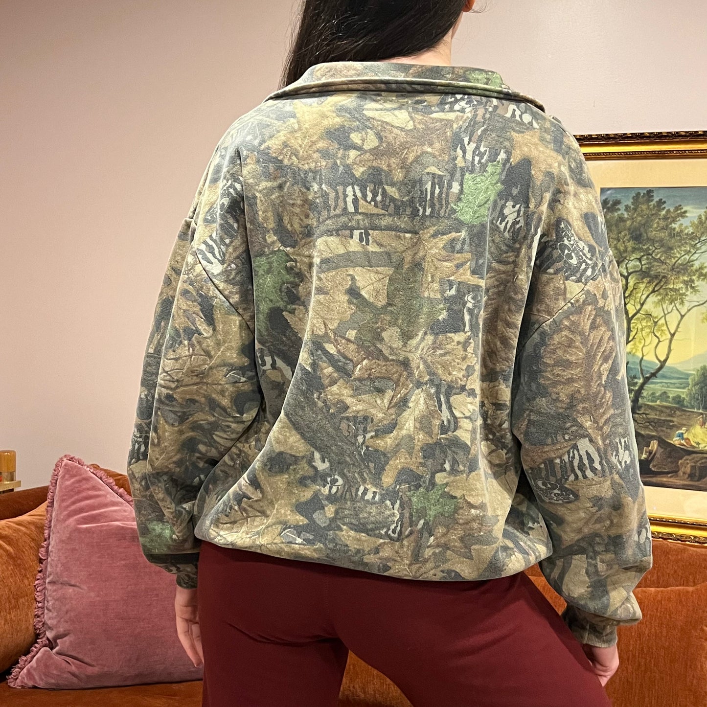 DUMP YOUR REPUBLICAN BOYFRIEND camo zip-up with orange text (XL)
