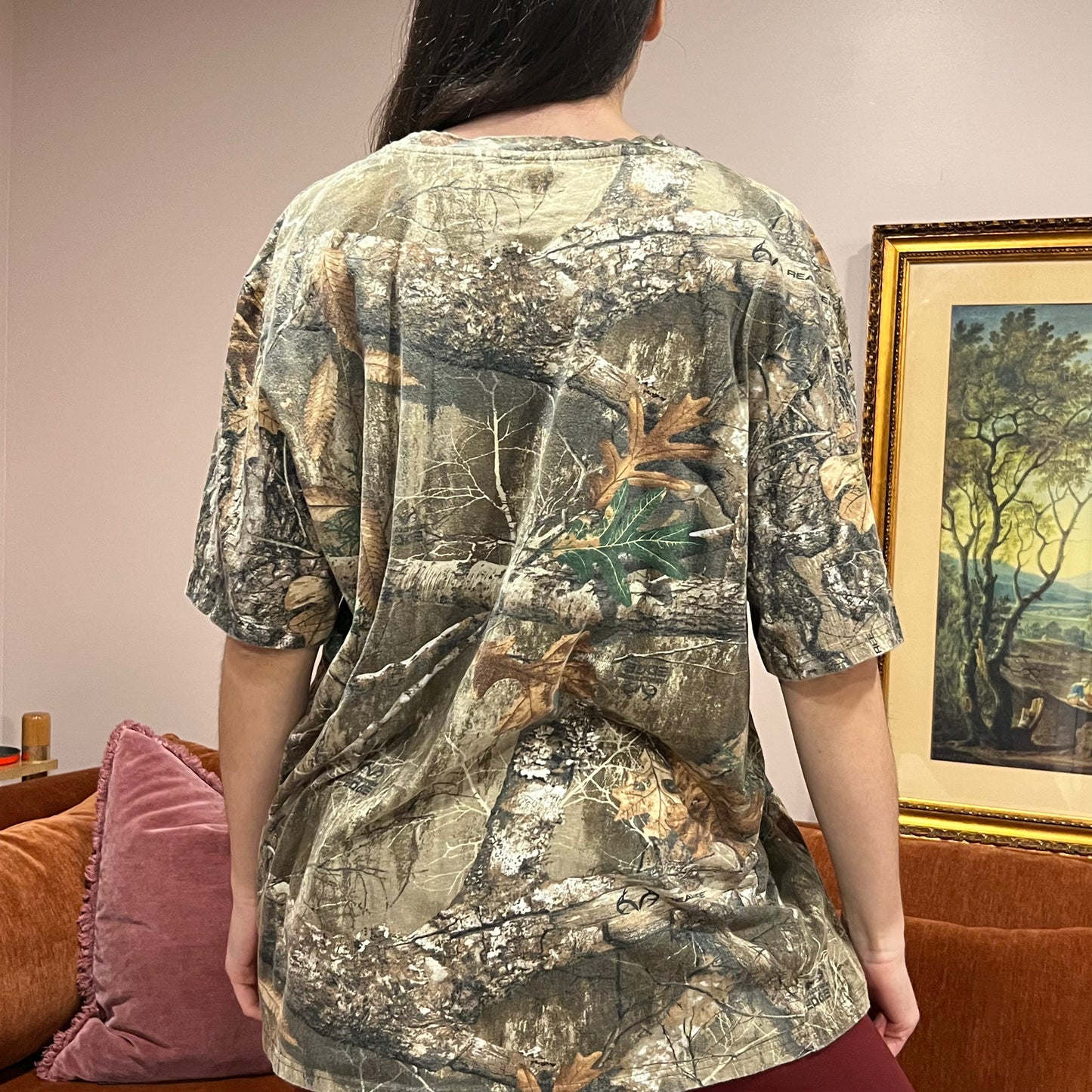 DUMP YOUR REPUBLICAN BOYFRIEND camo t-shirt with pink text (2XL)