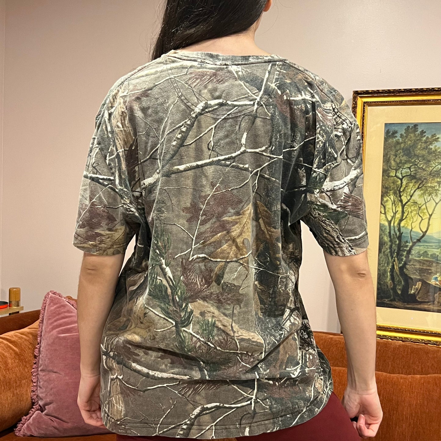 DUMP YOUR REPUBLICAN BOYFRIEND camo t-shirt with orange text (2XL)