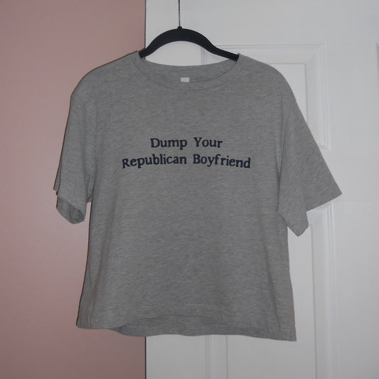 DUMP YOUR REPUBLICAN BOYFRIEND grey boxy tee