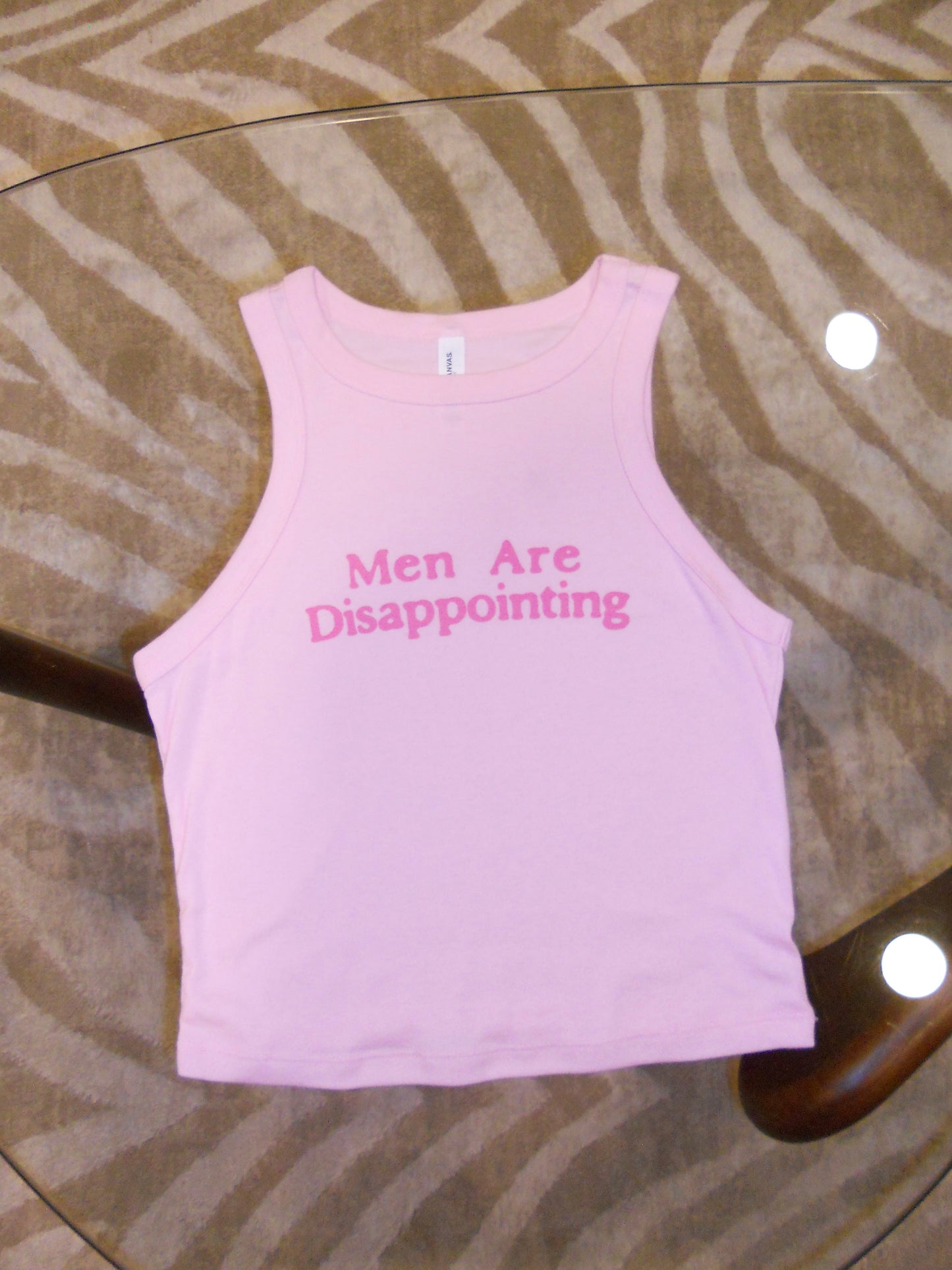 MEN ARE DISAPPOINTING pink racer tank