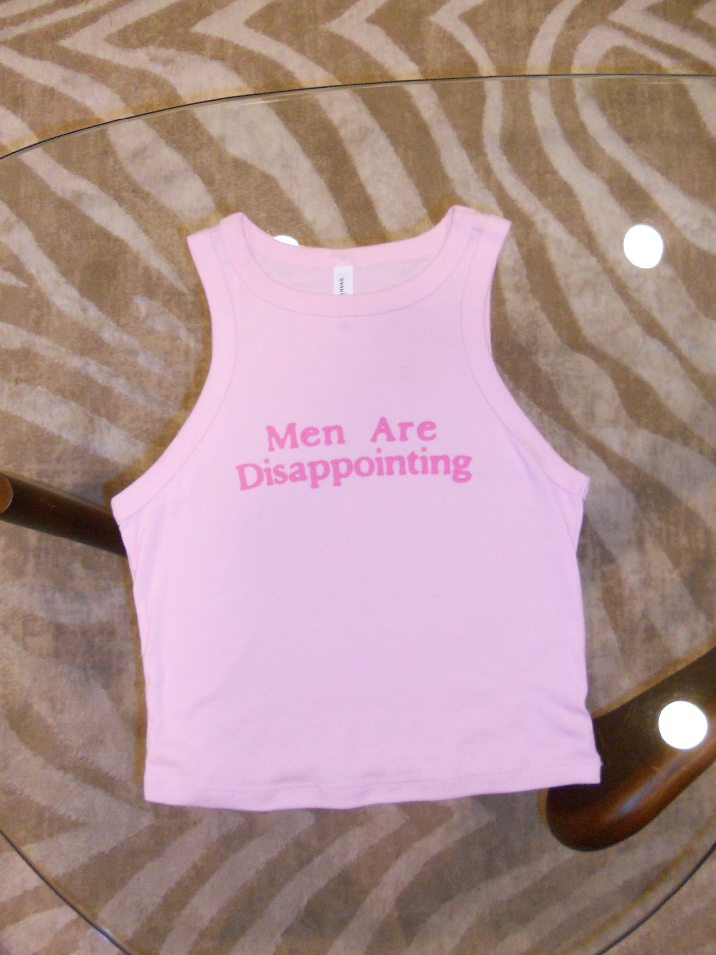MEN ARE DISAPPOINTING pink racer tank