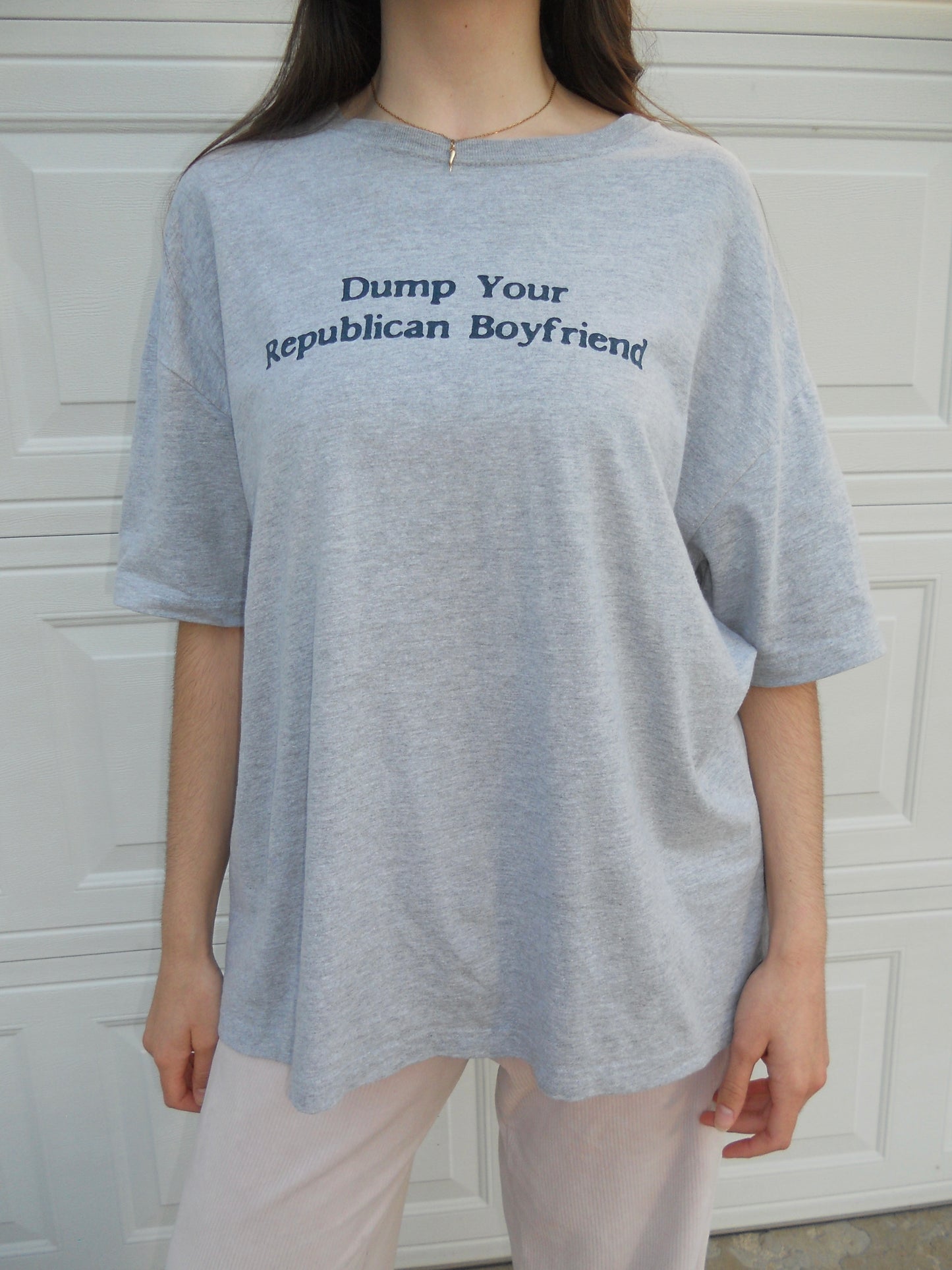 DUMP YOUR REPUBLICAN BOYFRIEND grey tee