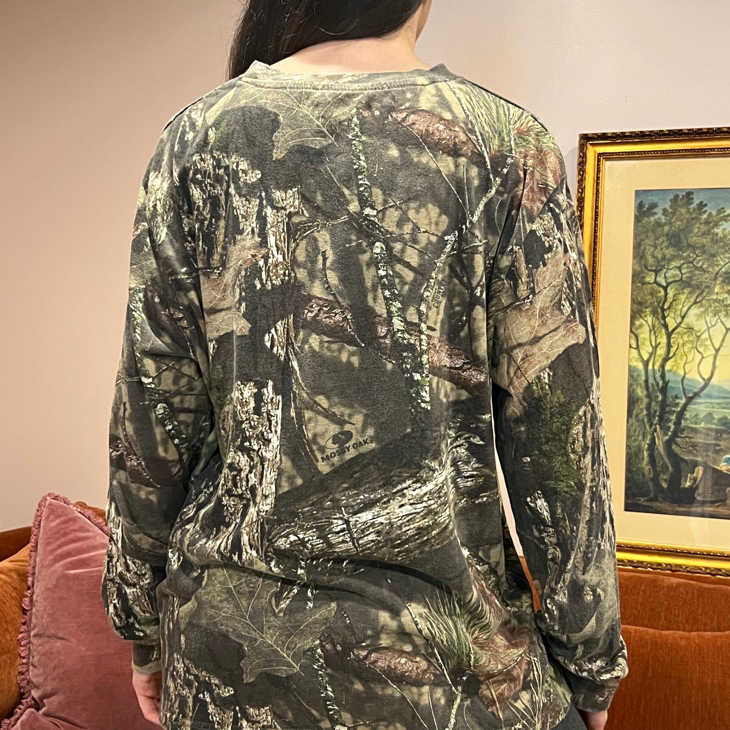 DUMP YOUR REPUBLICAN BOYFRIEND camo long sleeve t-shirt with pink text (XL)