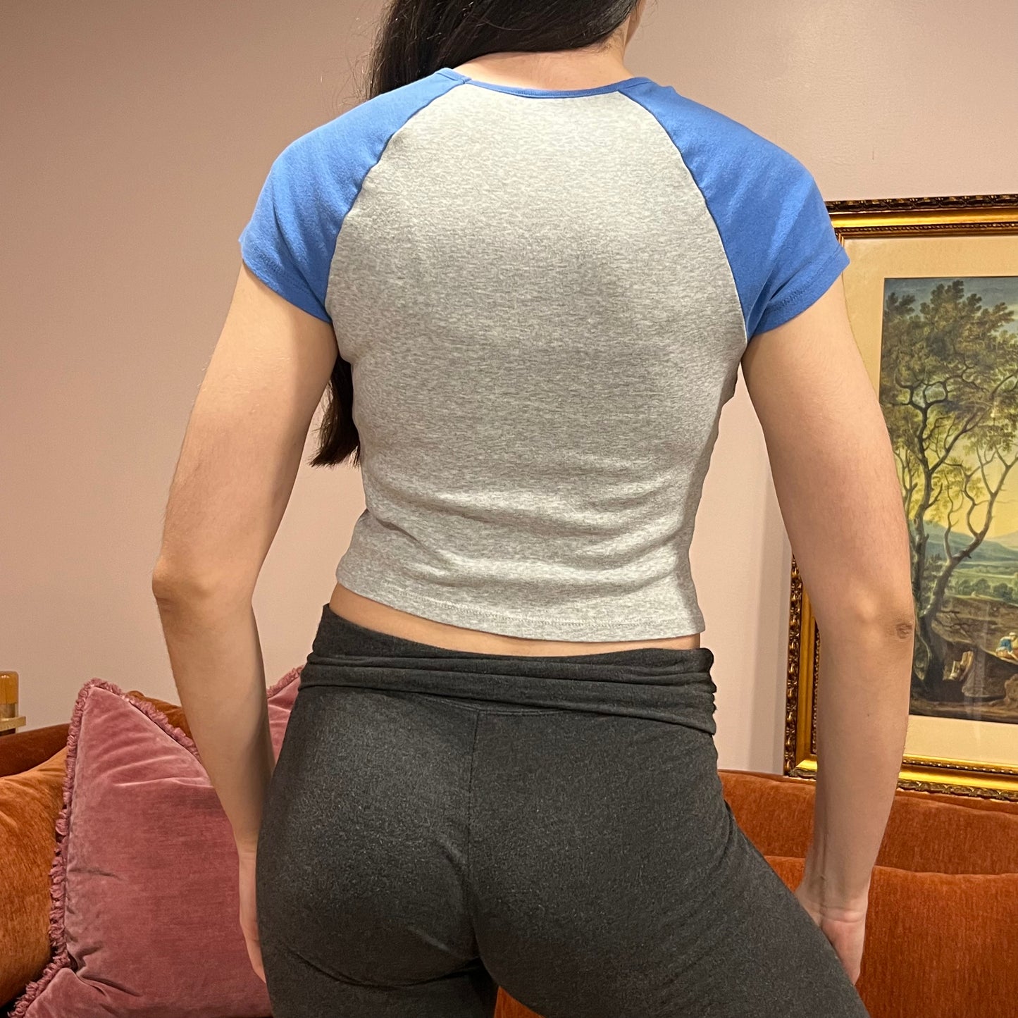 DUMP YOUR REPUBLICAN BOYFRIEND grey t-shirt with blue text (S)