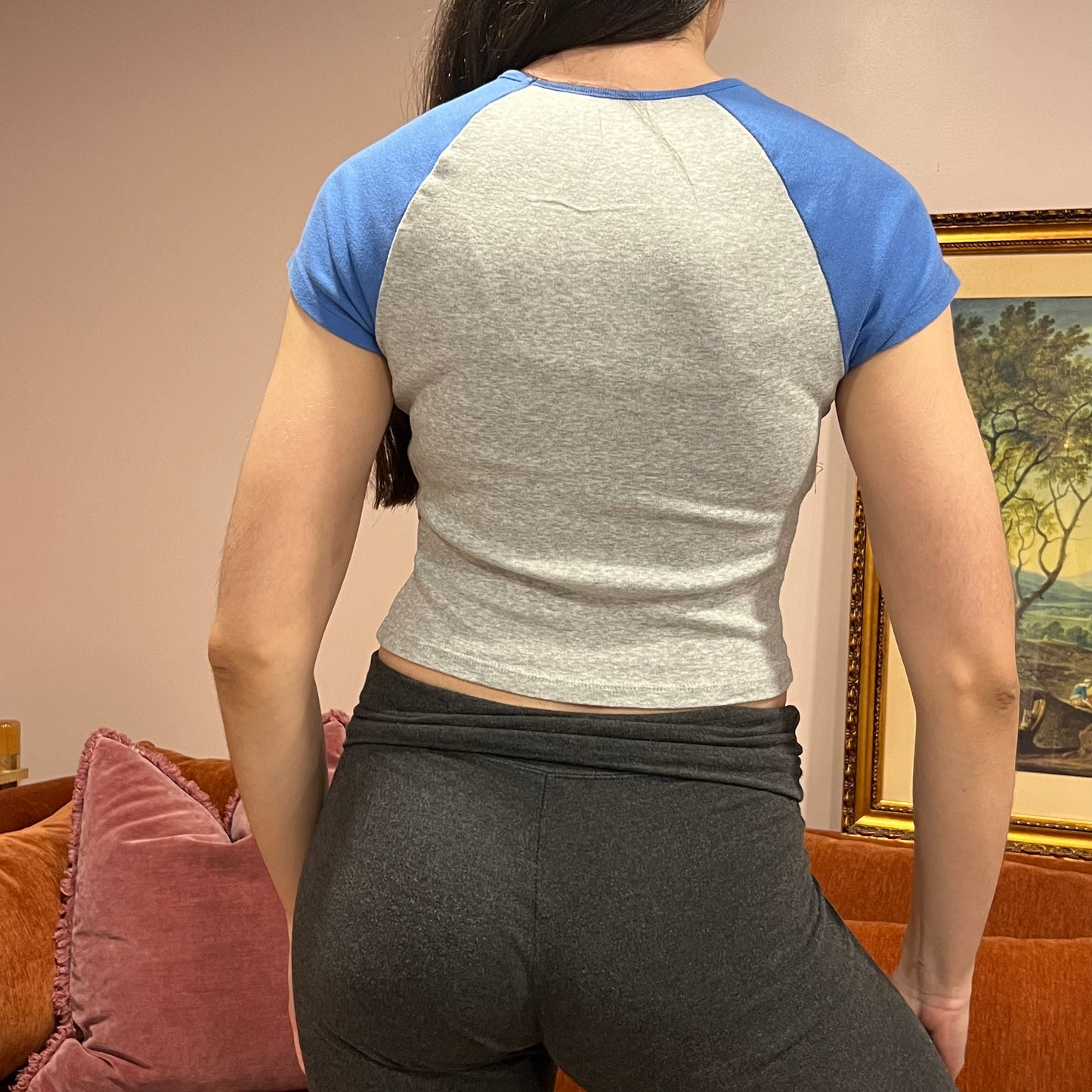DUMP YOUR REPUBLICAN BOYFRIEND grey t-shirt with blue text (S)