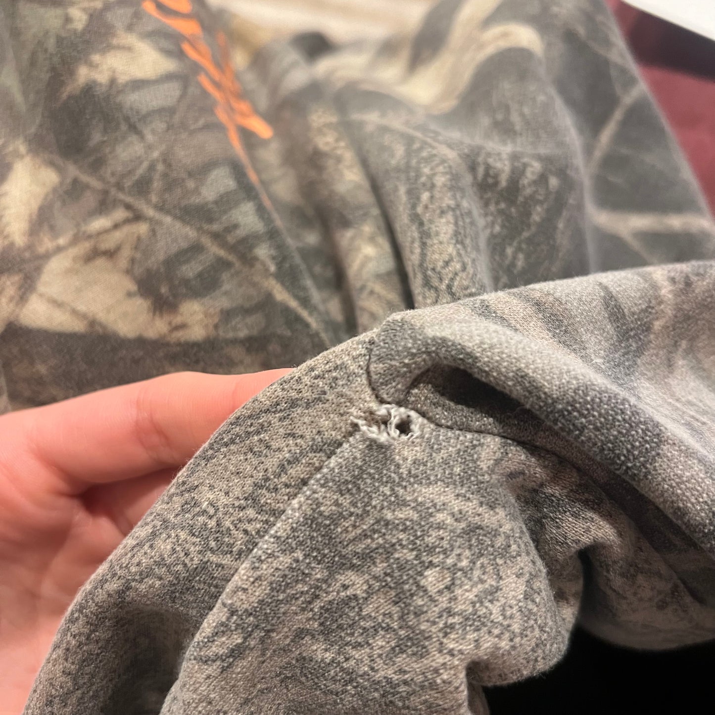 DUMP YOUR REPUBLICAN BOYFRIEND camo zip-up with orange text (XL)