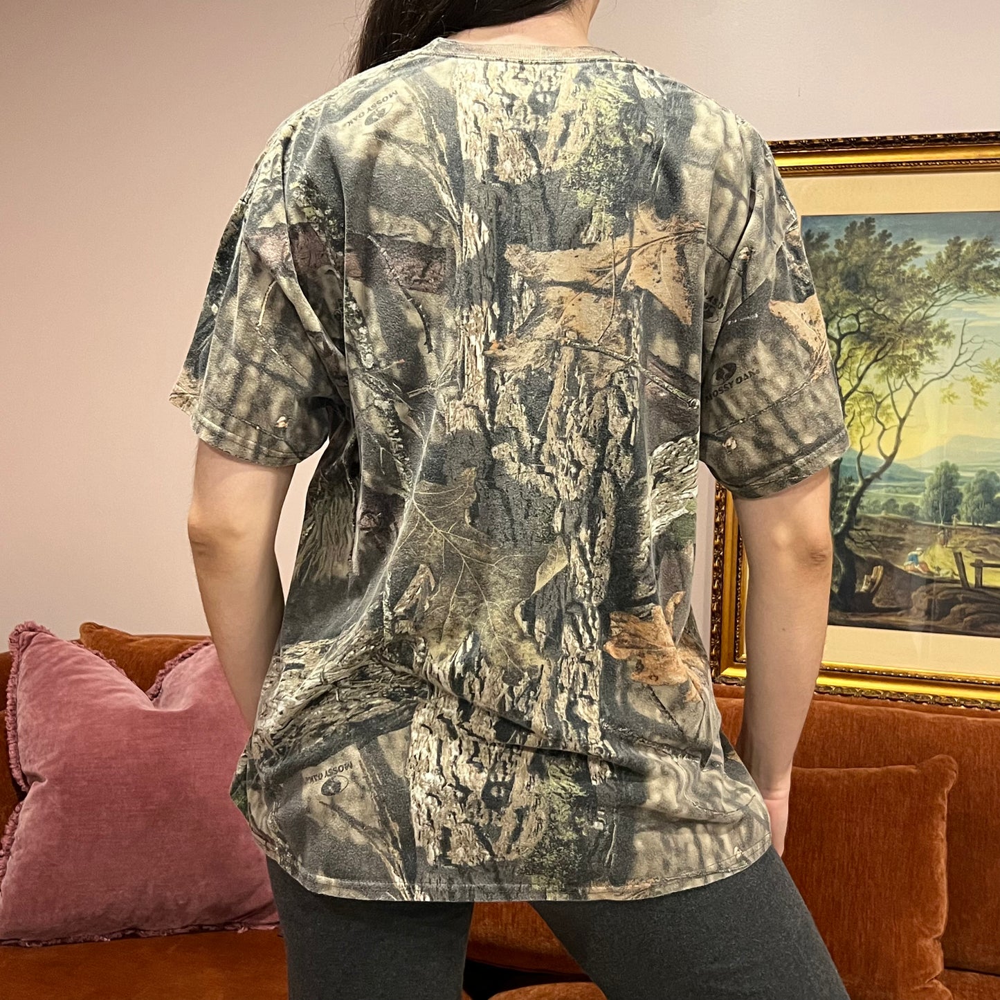 DUMP YOUR REPUBLICAN BOYFRIEND camo t-shirt with orange text (XL)