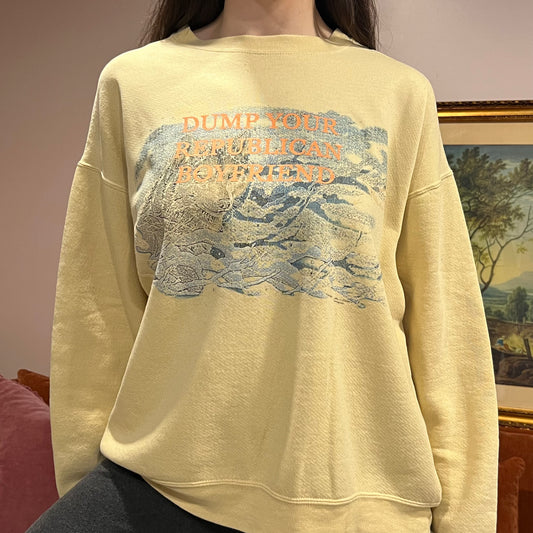 DUMP YOUR REPUBLICAN BOYFRIEND wolf crewneck with orange text (L)