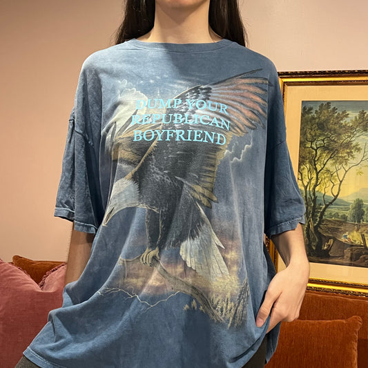 DUMP YOUR REPUBLICAN BOYFRIEND eagle t-shirt with blue text (3XL)