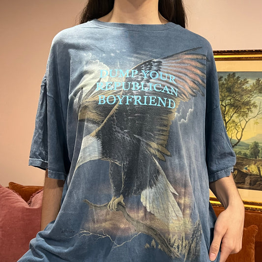 DUMP YOUR REPUBLICAN BOYFRIEND eagle t-shirt with blue text (3XL)