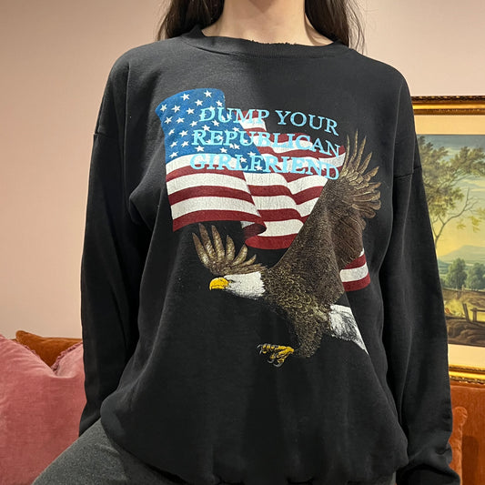DUMP YOUR REPUBLICAN GIRLFRIEND eagle crewneck with blue text (XL)