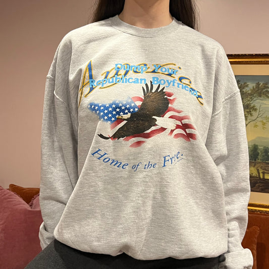 DUMP YOUR REPUBLICAN BOYFRIEND eagle crewneck with blue text (XL)