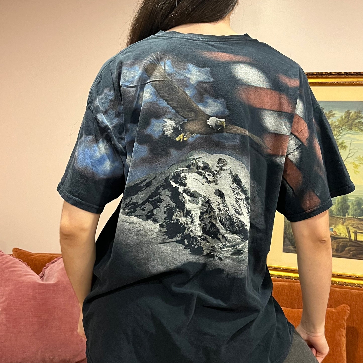 DUMP YOUR REPUBLICAN BOYFRIEND eagle t-shirt with blue text (XL)