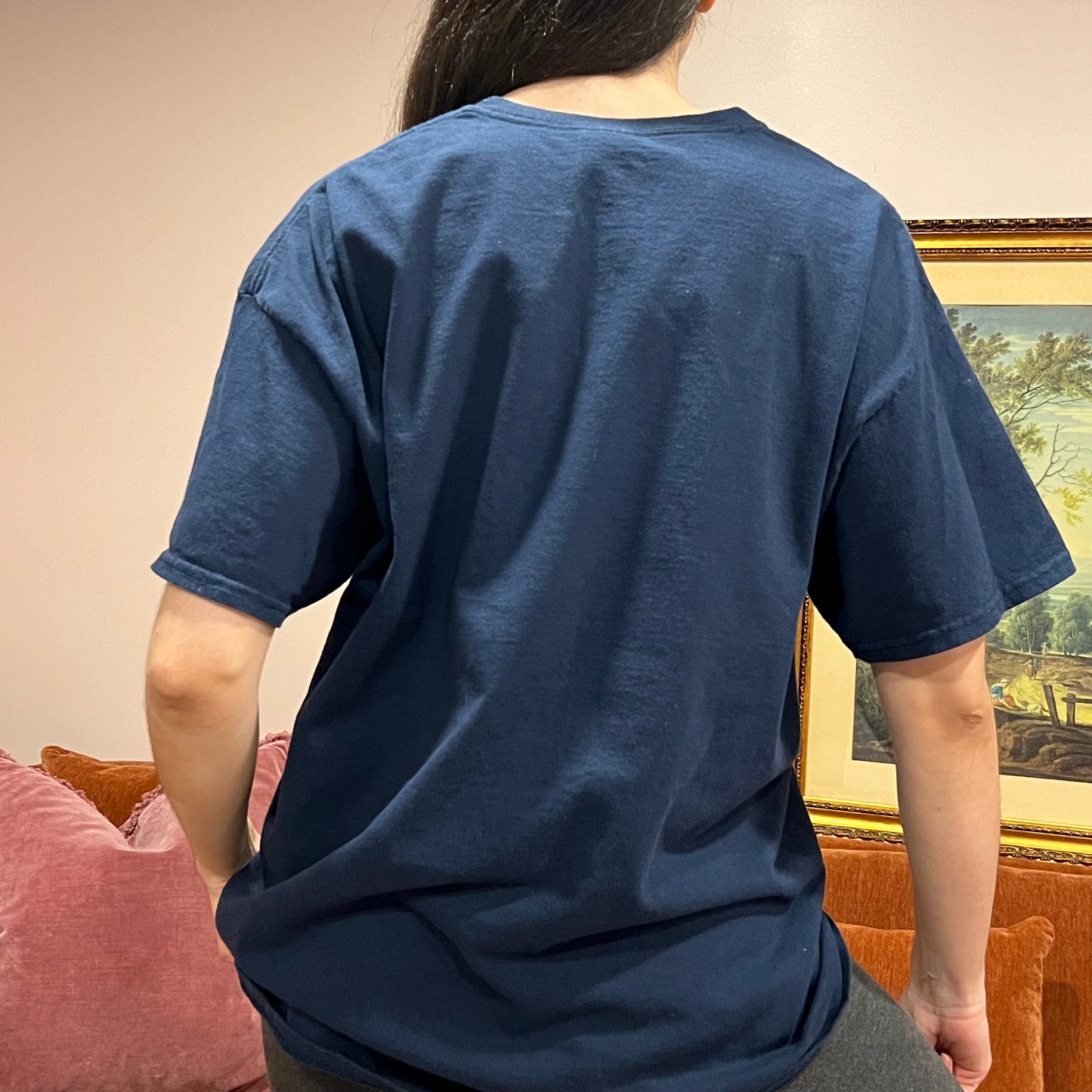 DIVORCE YOUR REPUBLICAN HUSBAND blue t-shirt with white text (XL)