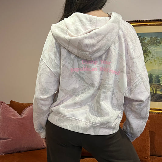DUMP YOUR REPUBLICAN BOYFRIEND pink camo jacket with pink text (L)