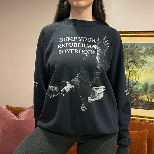 DUMP YOUR REPUBLICAN BOYFRIEND eagle crewneck with pink text (XL)