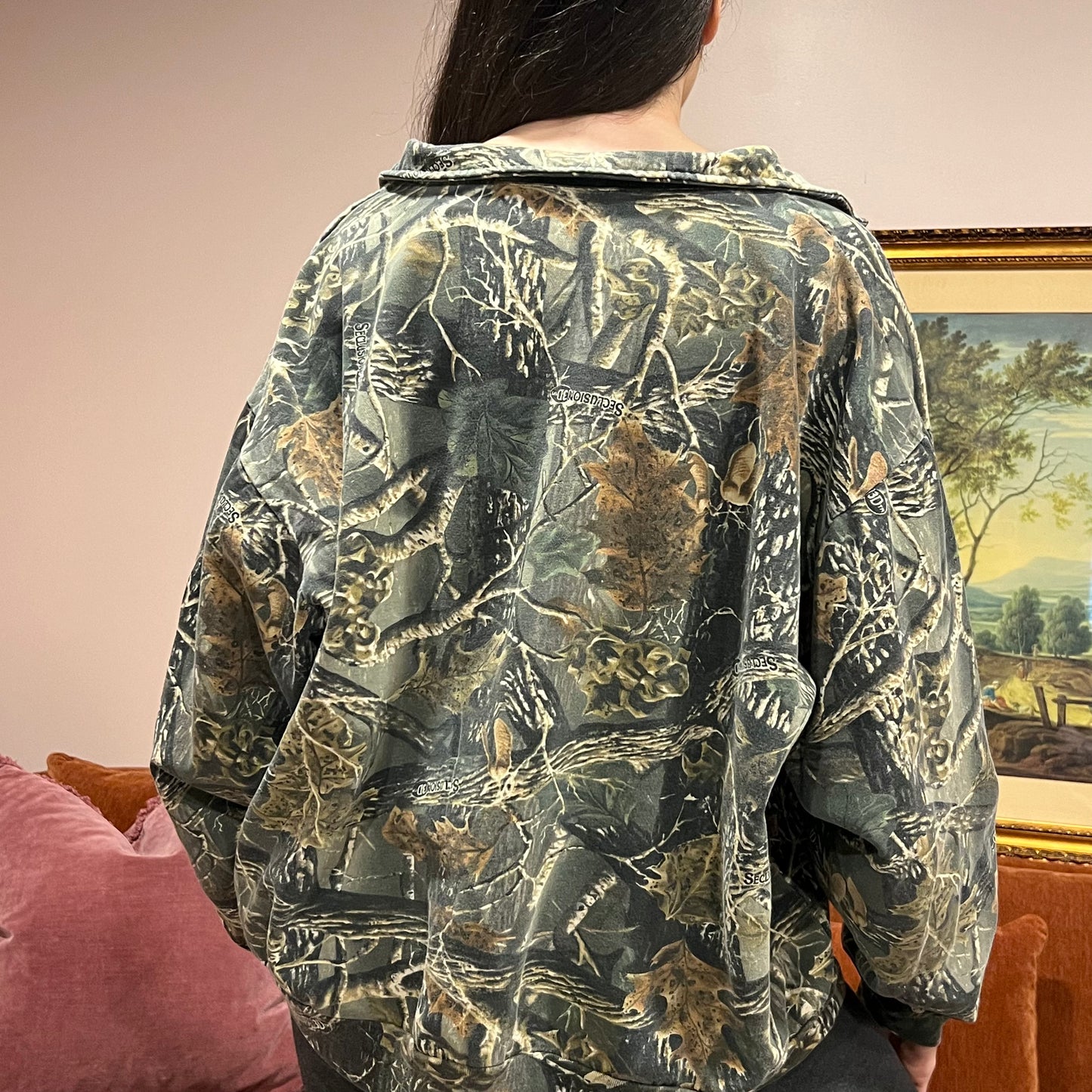DUMP YOUR REPUBLICAN BOYFRIEND camo zip-up with pink text (2XL)