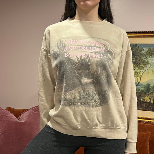 DUMP YOUR REPUBLICAN BOYFRIEND eagle crewneck with pink text (L/XL)