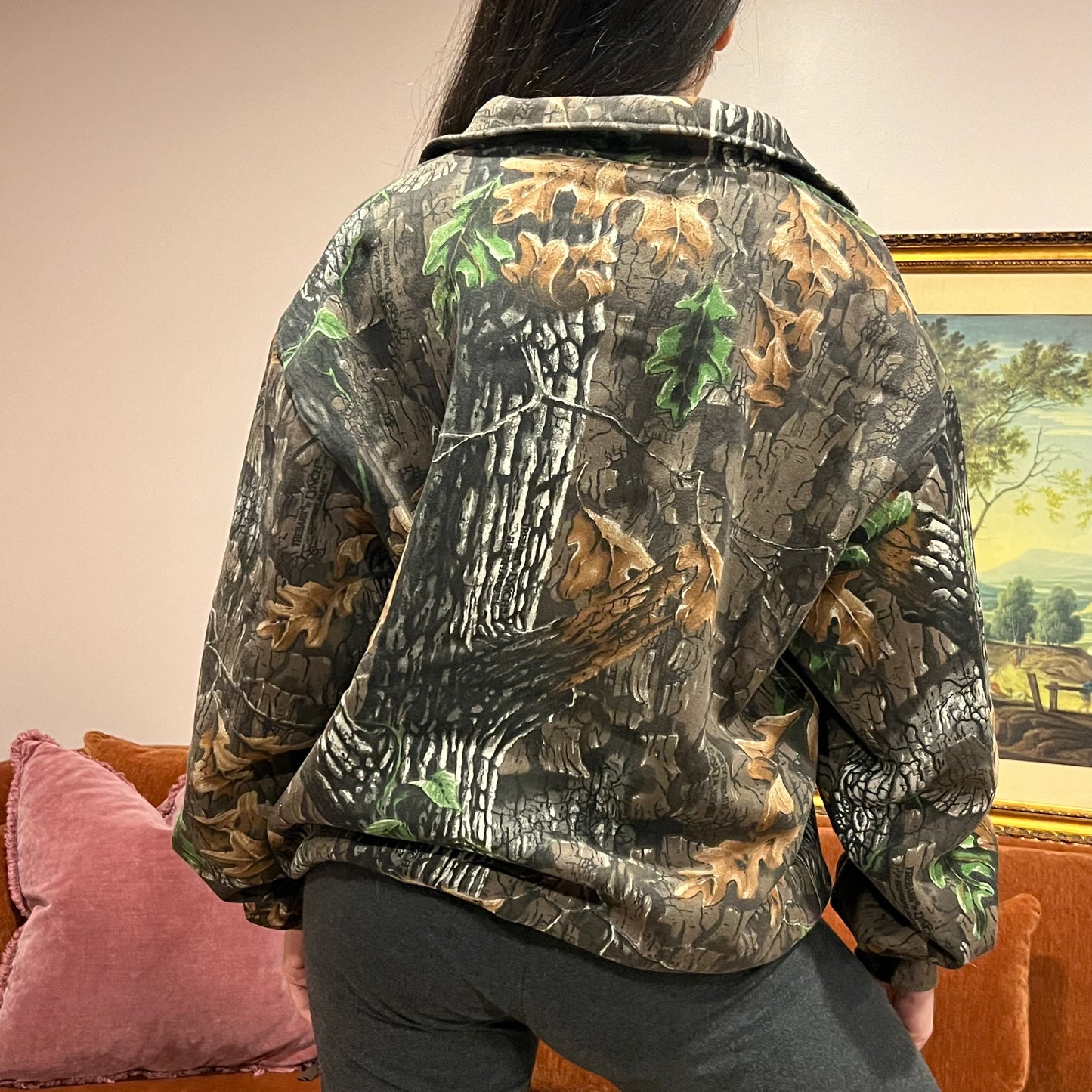 DUMP YOUR REPUBLICAN GIRLFRIEND camo zip-up with orange text (XL)