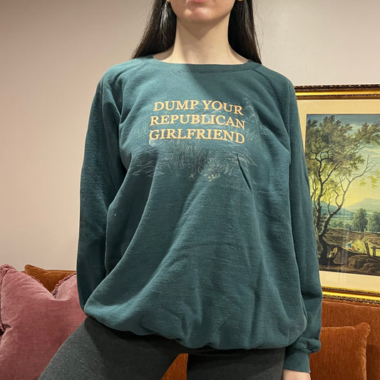DUMP YOUR REPUBLICAN GIRLFRIEND duck crewneck with orange text (2XL/3XL)
