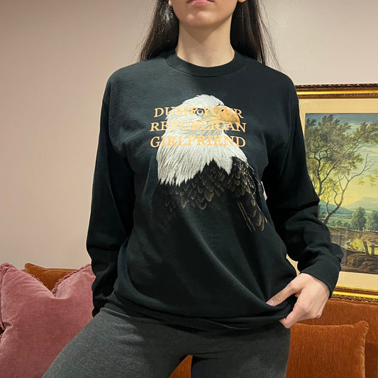 DUMP YOUR REPUBLICAN GIRLFRIEND eagle long sleeve t-shirt with orange text (L)