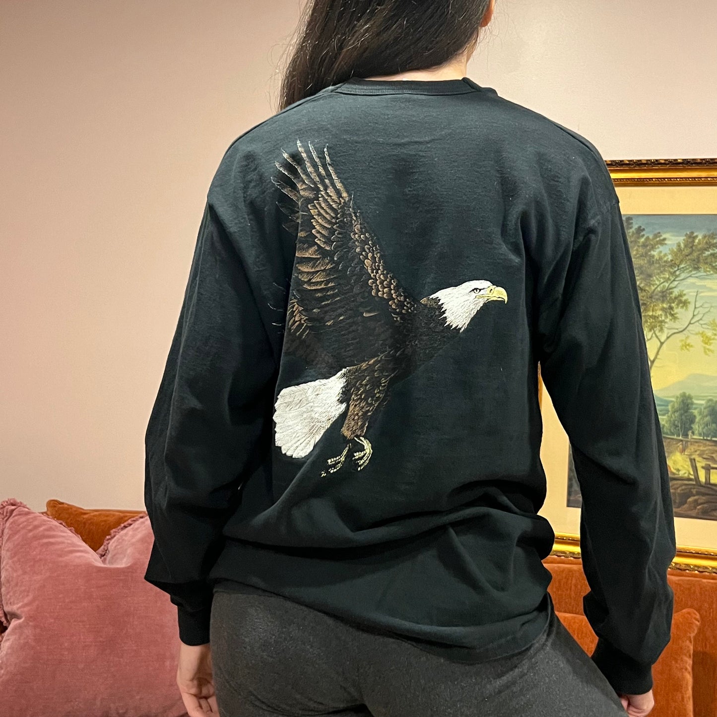 DUMP YOUR REPUBLICAN GIRLFRIEND eagle long sleeve t-shirt with orange text (L)