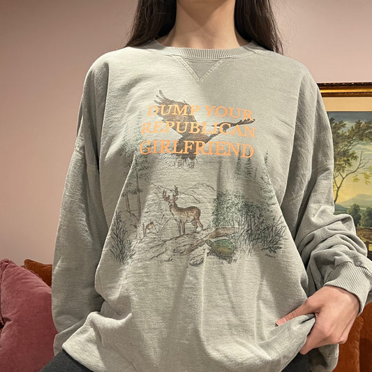 DUMP YOUR REPUBLICAN GIRLFRIEND animal crewneck with orange text (2XL)