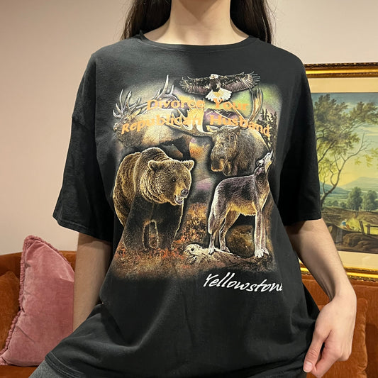 DIVORCE YOUR REPUBLICAN HUSBAND animal t-shirt with orange text (2XL)
