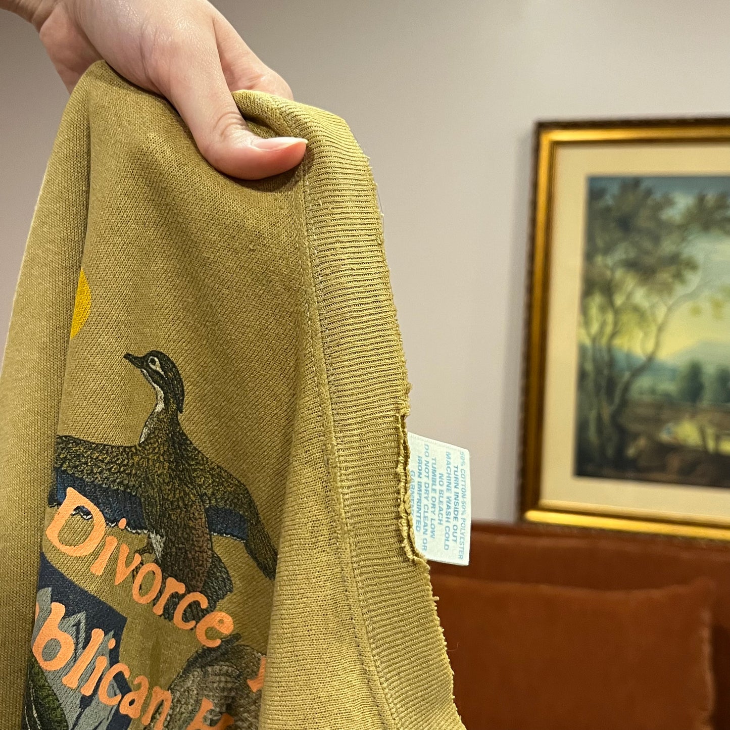 DIVORCE YOUR REPUBLICAN HUSBAND duck crewneck with orange text (2XL)