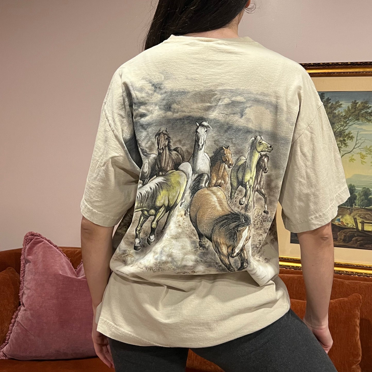 DIVORCE YOUR REPUBLICAN HUSBAND horse t-shirt with orange text (L/XL)