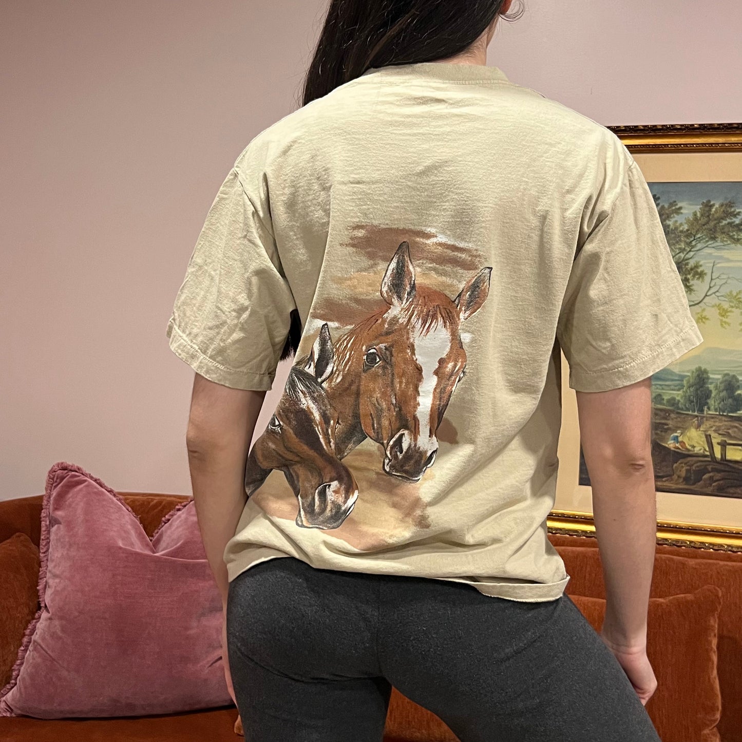 DIVORCE YOUR REPUBLICAN HUSBAND horse t-shirt with orange text (M)