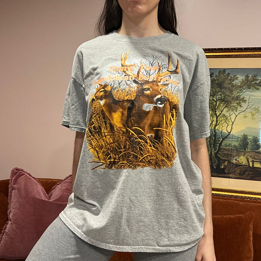 DUMP YOUR REPUBLICAN BOYFRIEND deer t-shirt with orange text (XL)