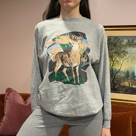 DUMP YOUR REPUBLICAN BOYFRIEND deer crewneck with orange text (XL)